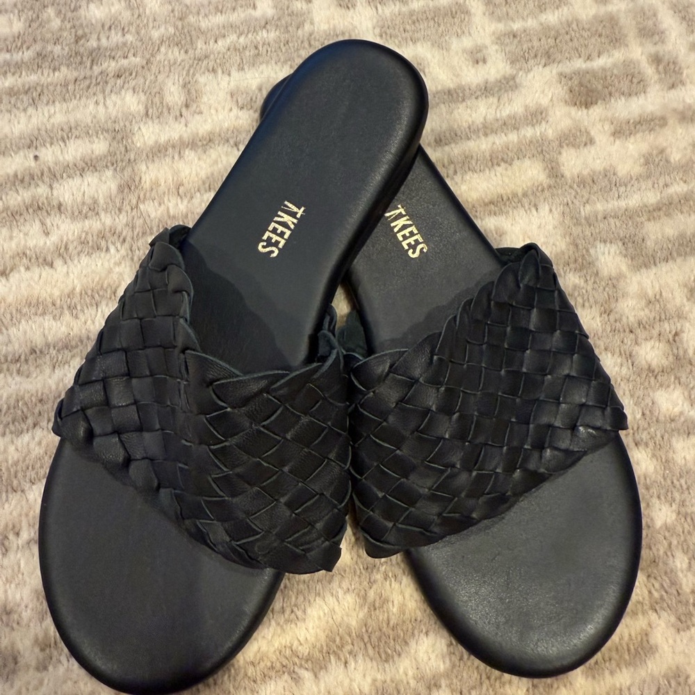 TKEES Black Braided Slide Sandals